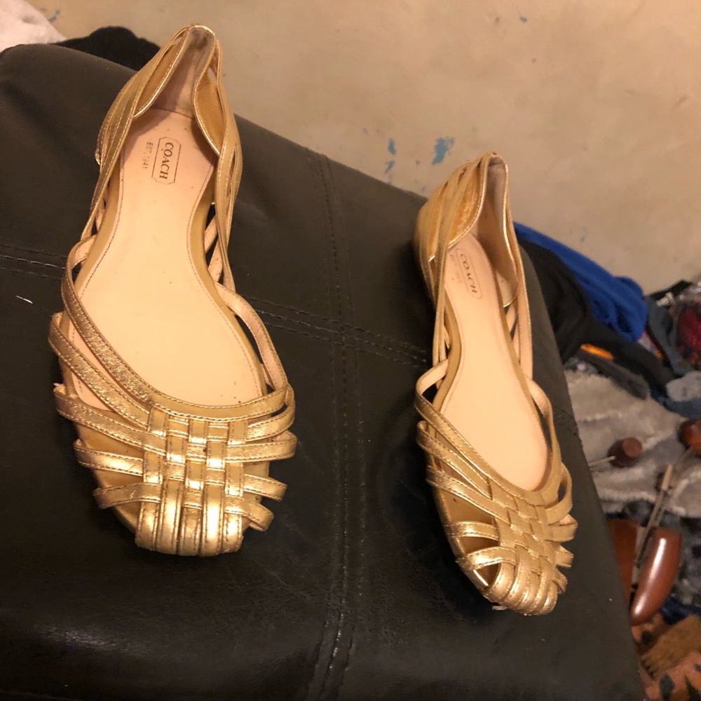 Coach Gold Flats Lottie 7B